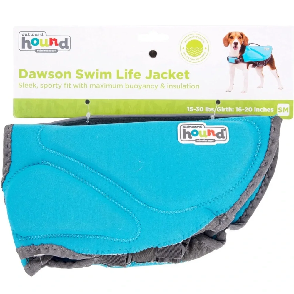 NWT Outward Hound Dawson Swim Blue Dog Life Jacket, Small